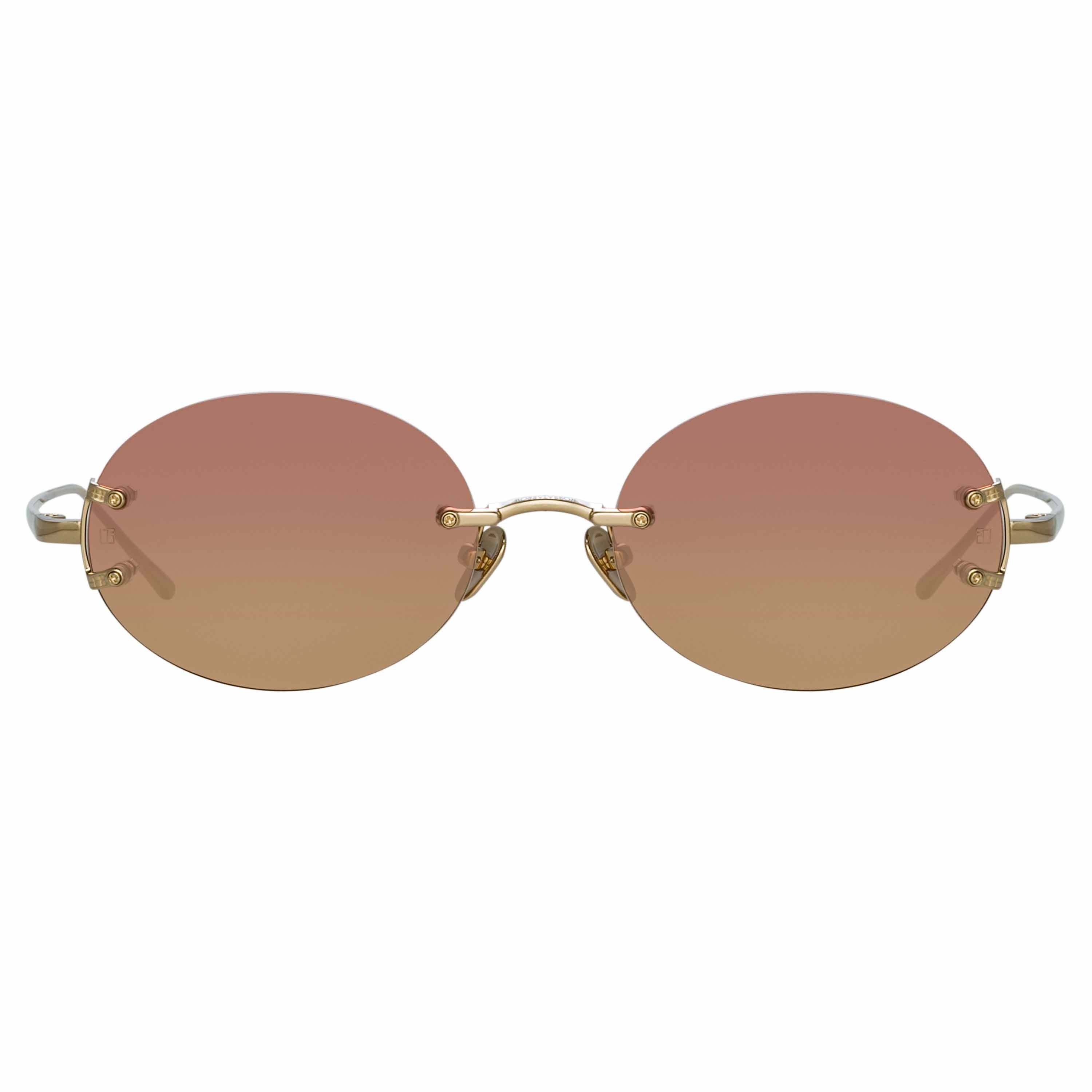 Knight Oval Sunglasses in Light Gold sold by Linda Farrow