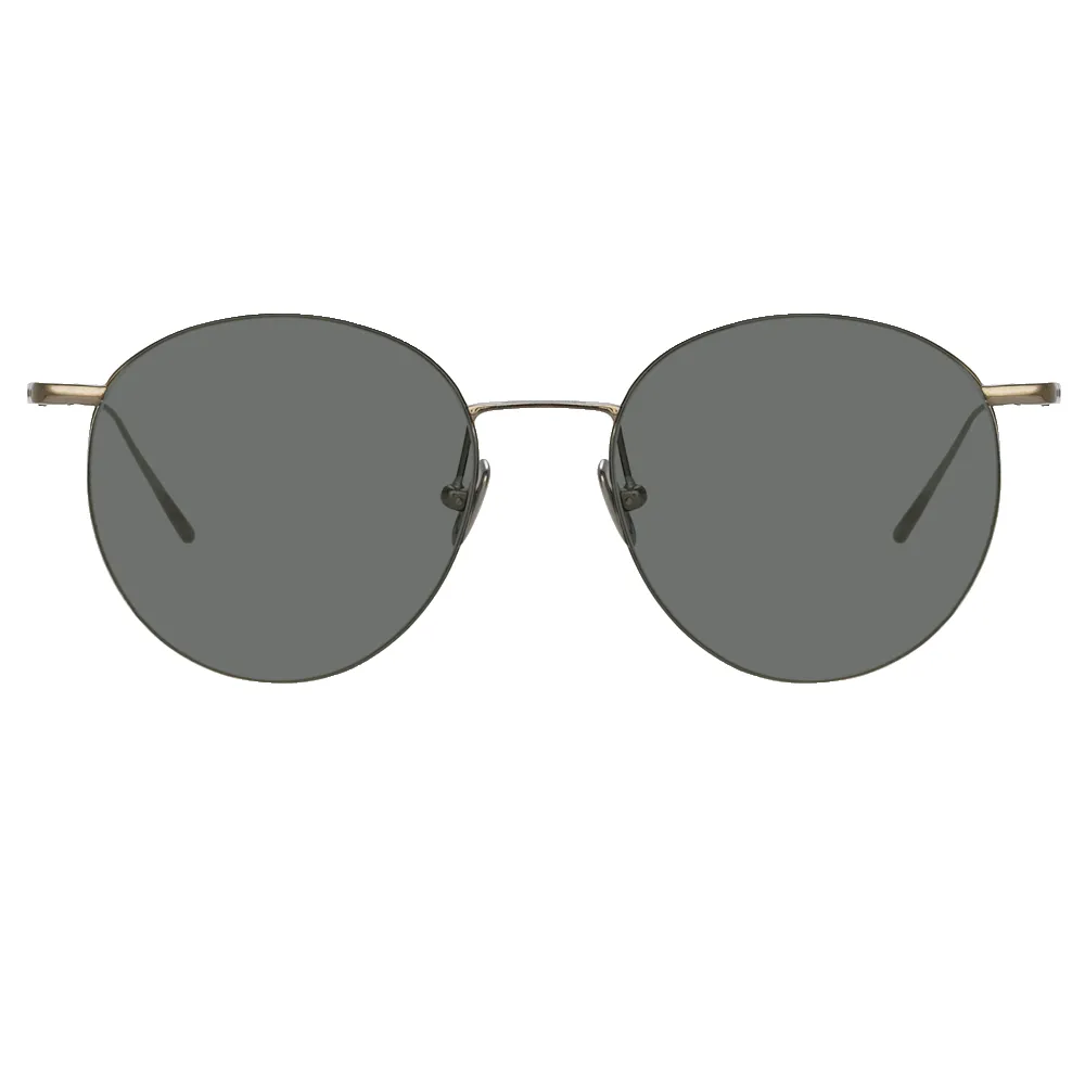 Foster Oval Sunglasses in Nickel sold by Linda Farrow