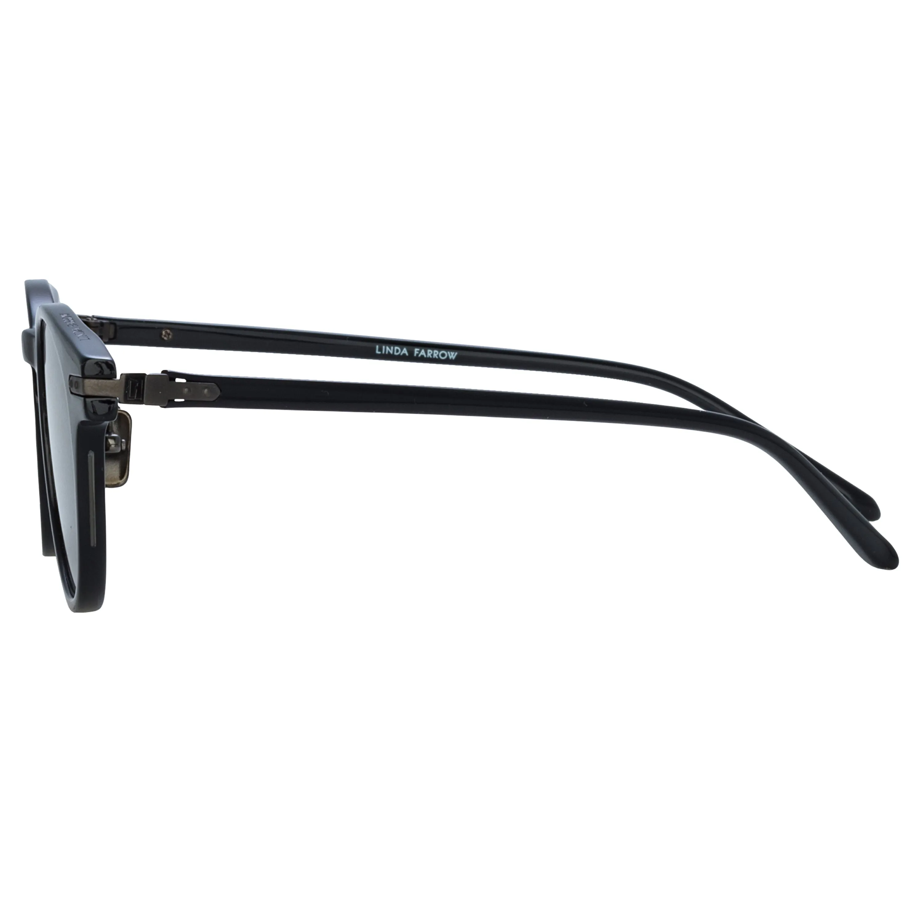 Men's Bay D-Frame Sunglasses in Black and Matt Nickel (Asian Fit) sold by Linda Farrow product image thumbnail 3