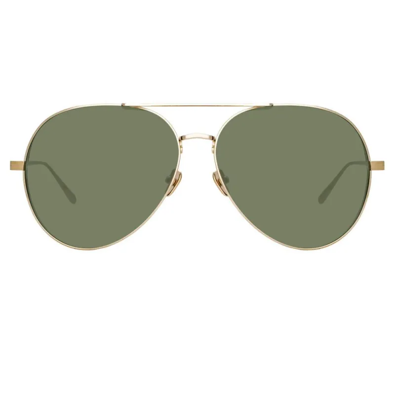 Ace Aviator Sunglasses in Light Gold sold by Linda Farrow