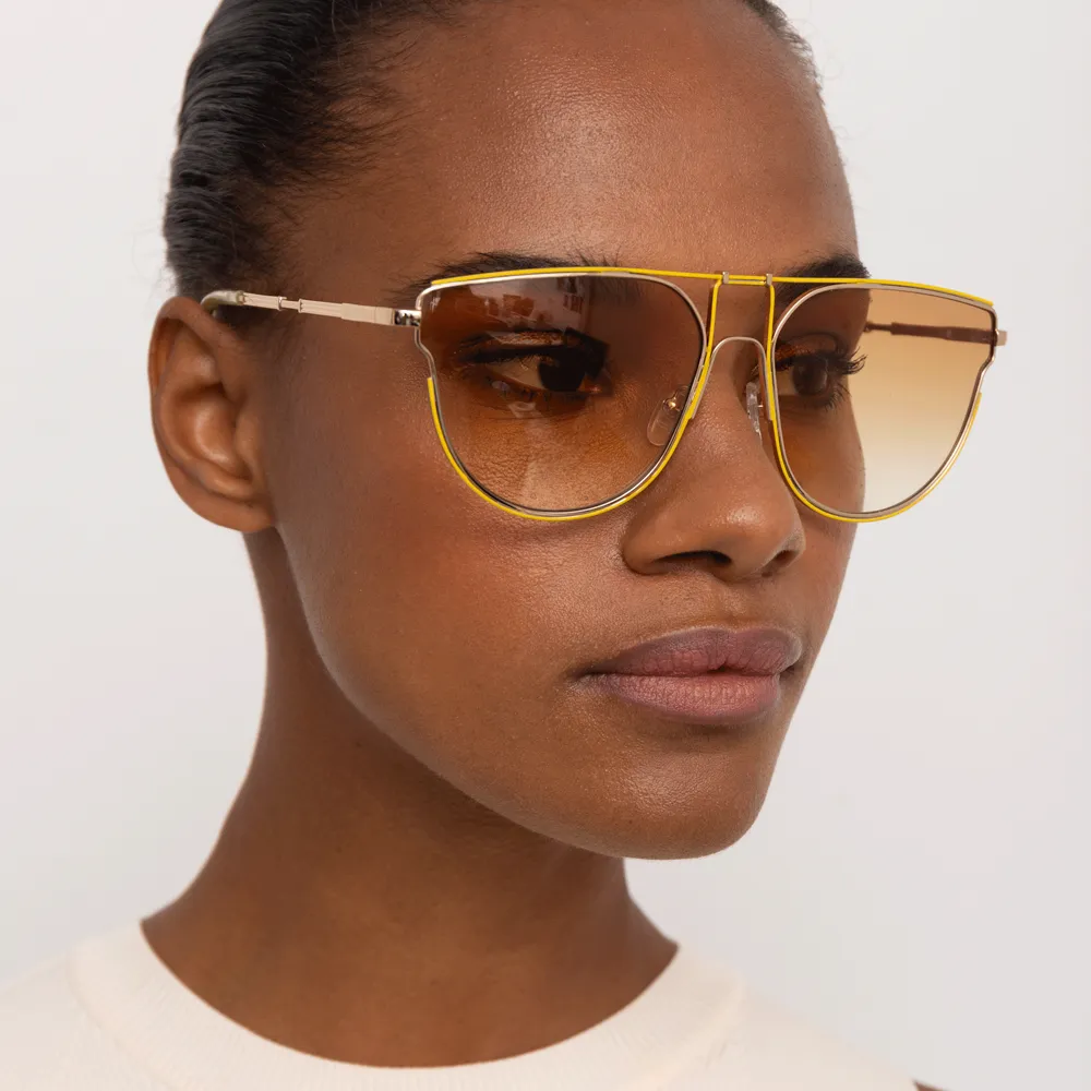 Matthew Williamson Azalea D-Frame Sunglasses in Yellow Gold Tone sold by Linda Farrow product image thumbnail 5