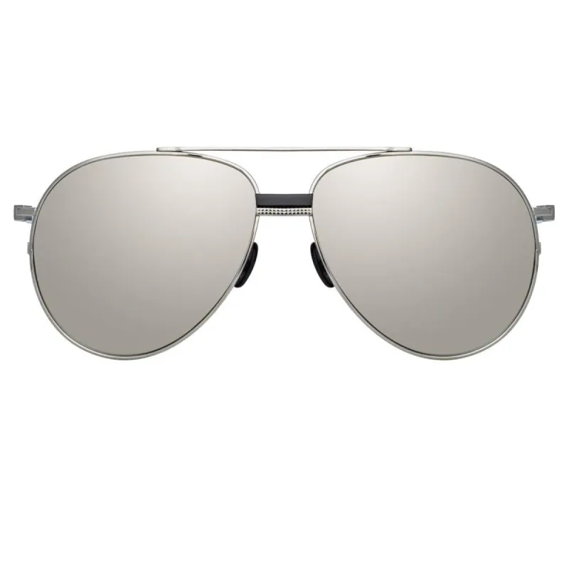 Brooks Aviator Sunglasses in White Gold sold by Linda Farrow