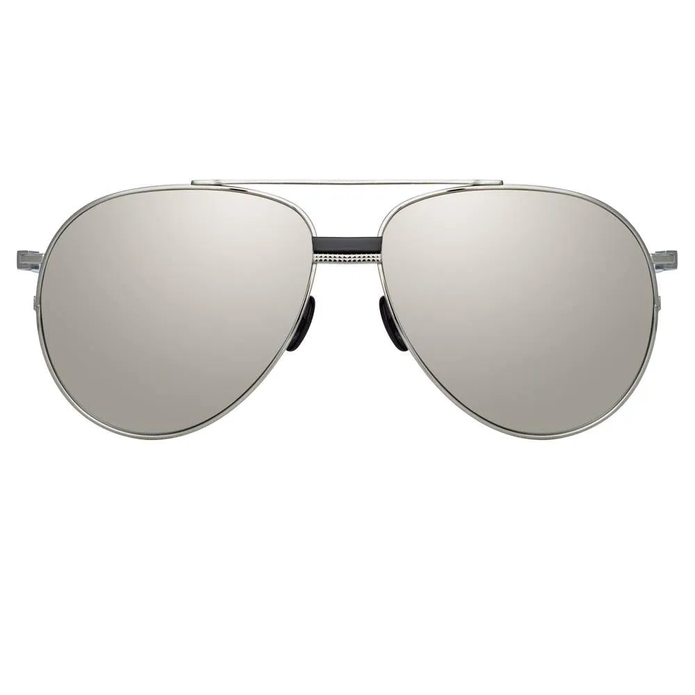 Brooks Aviator Sunglasses in White Gold sold by Linda Farrow