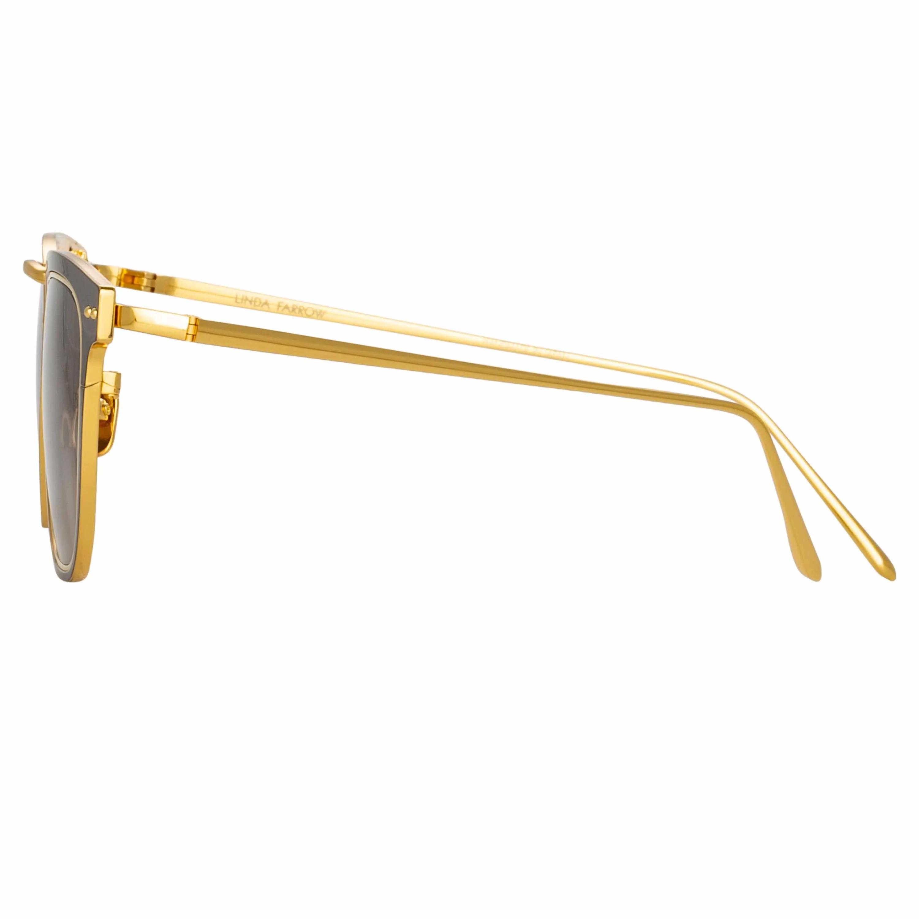 Carson D-Frame Sunglasses in Black and Yellow Gold sold by Linda Farrow product image thumbnail 3