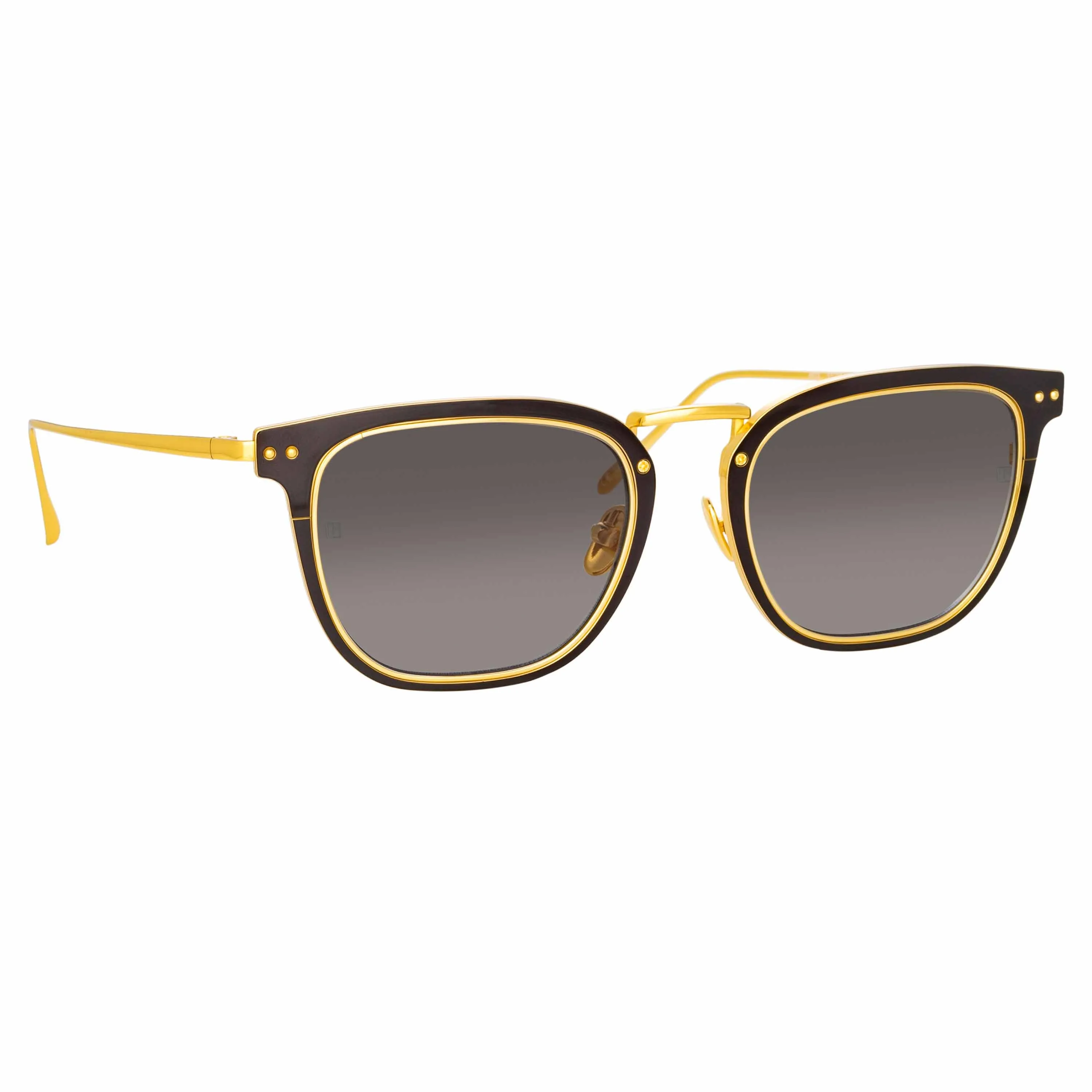 Carson D-Frame Sunglasses in Black and Yellow Gold sold by Linda Farrow product image thumbnail 2