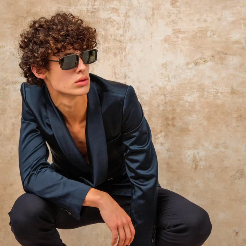 Men's Cassia Rectangular Sunglasses in Nickel sold by Linda Farrow