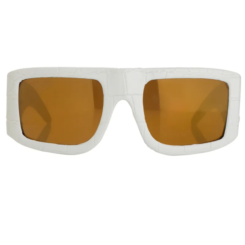Jeremy Scott Plaque Sunglasses in White sold by Linda Farrow