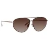 Gabriel Oversized Sunglasses in Light Gold sold by Linda Farrow