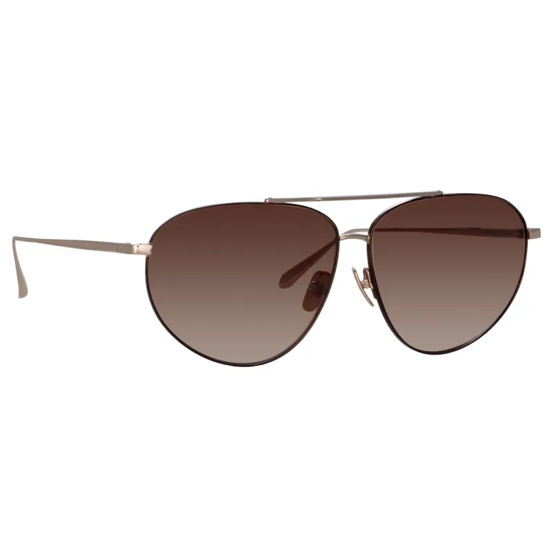 Gabriel Oversized Sunglasses in Light Gold sold by Linda Farrow