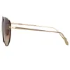 Gabriel Oversized Sunglasses in Light Gold sold by Linda Farrow