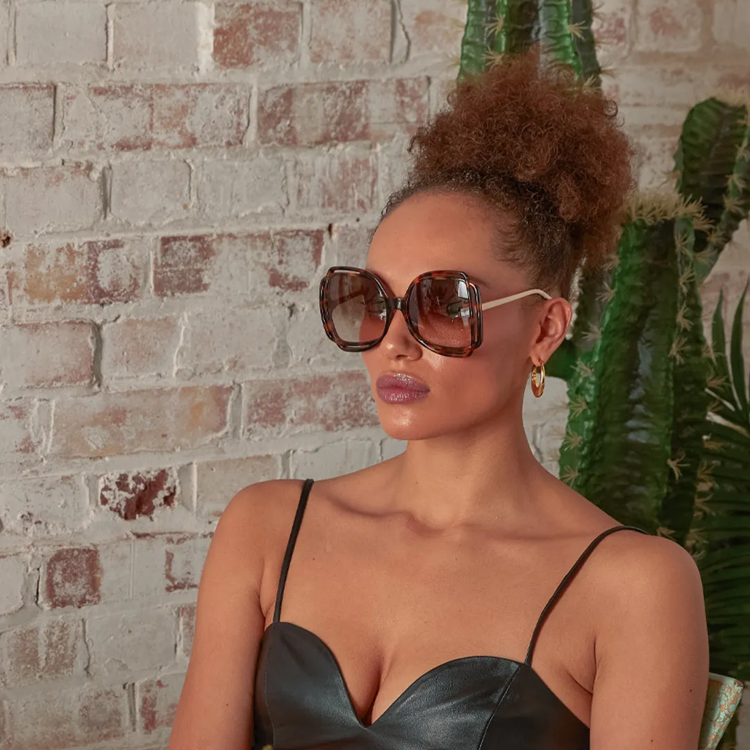 Valentina Squared Sunglasses in Tortoiseshell sold by Linda Farrow