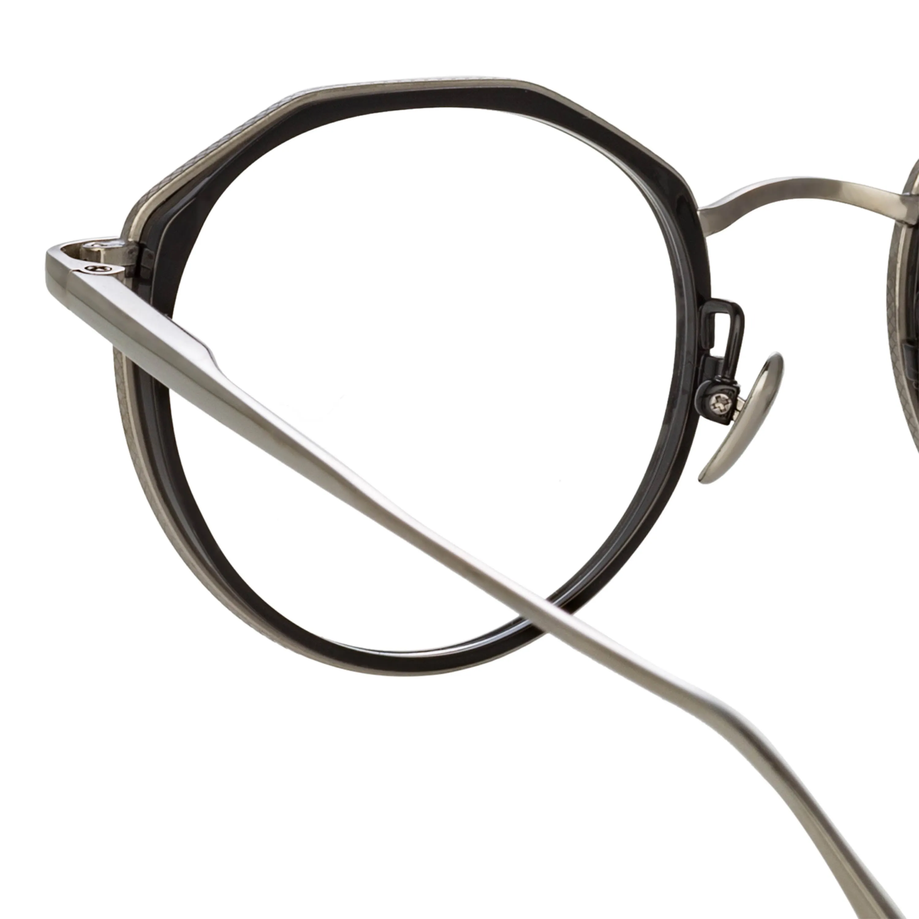 Cesar Angular Optical Frame in White Gold and Black sold by Linda Farrow product image thumbnail 5