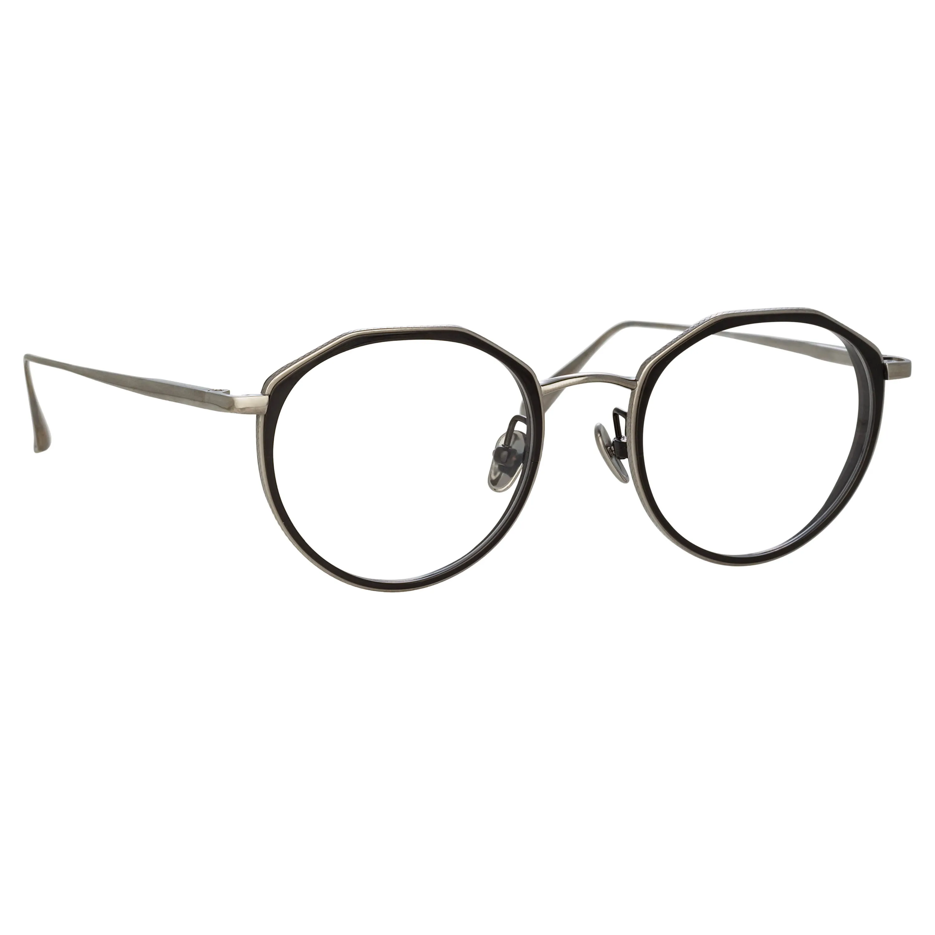 Cesar Angular Optical Frame in White Gold and Black sold by Linda Farrow product image thumbnail 3