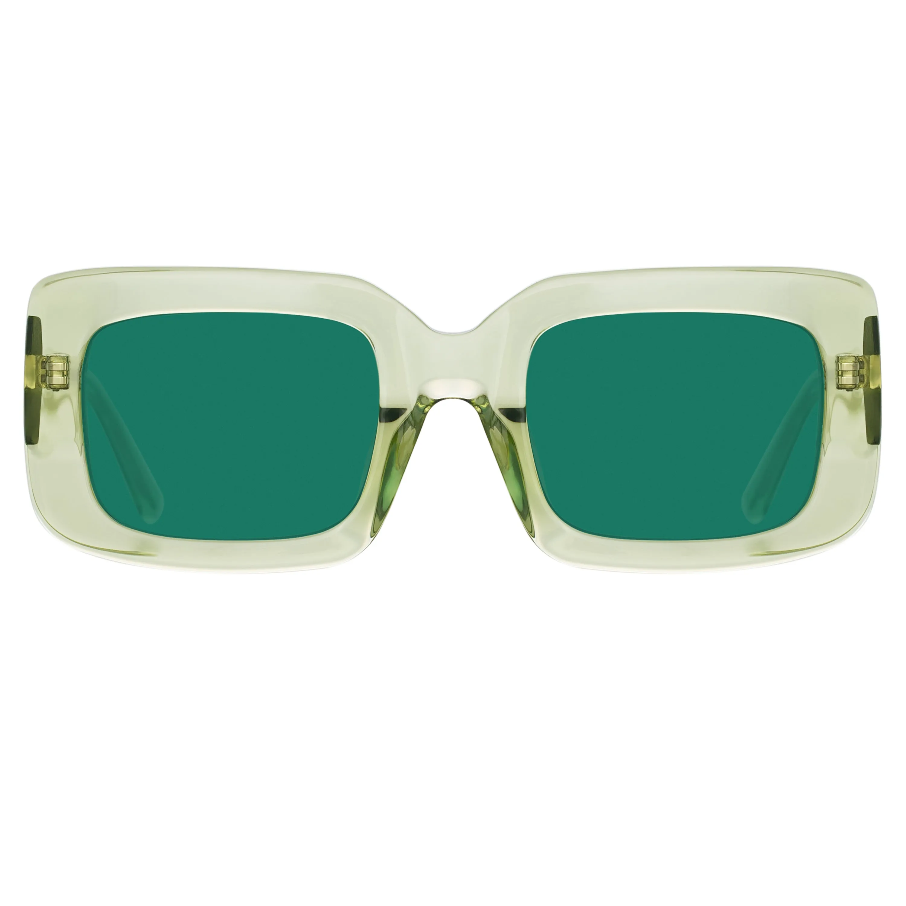 The Attico Jorja Rectangular Sunglasses in Lime sold by Linda Farrow product image thumbnail 2