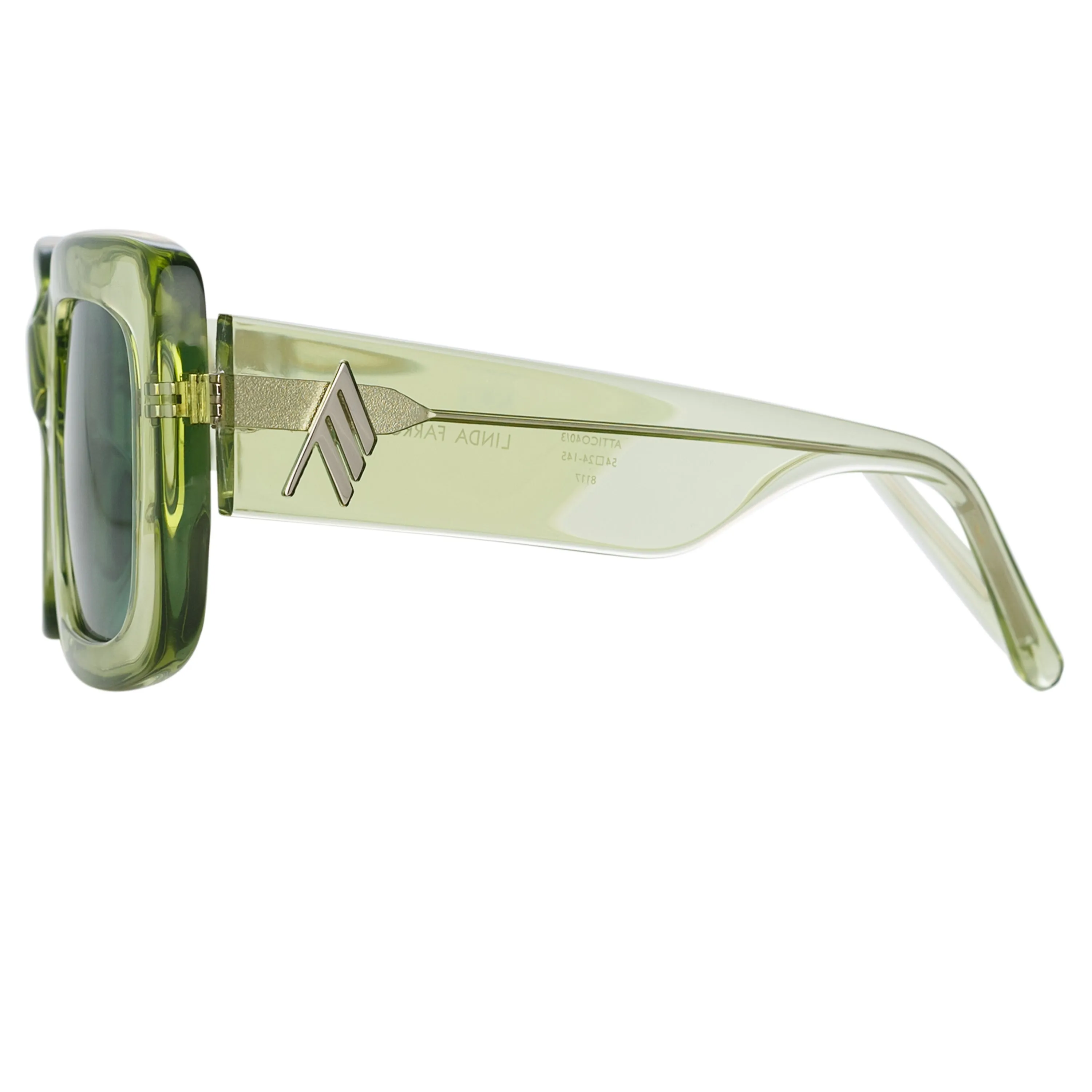 The Attico Jorja Rectangular Sunglasses in Lime sold by Linda Farrow product image thumbnail 3
