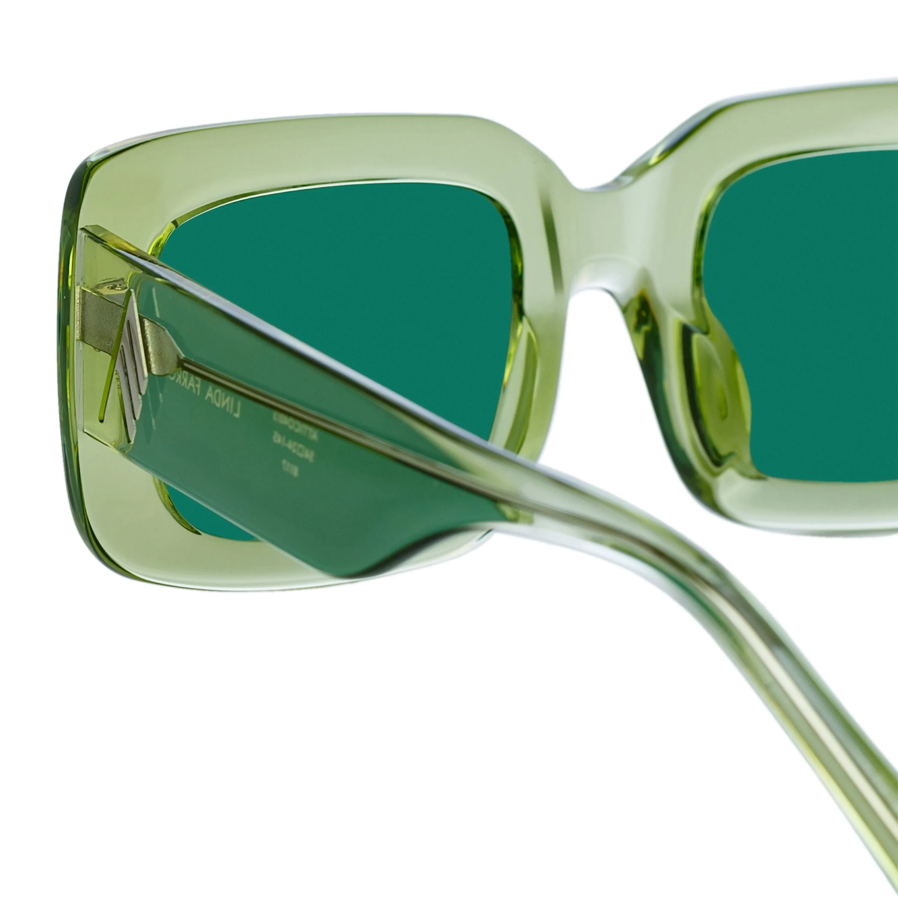 The Attico Jorja Rectangular Sunglasses in Lime sold by Linda Farrow product image thumbnail 4