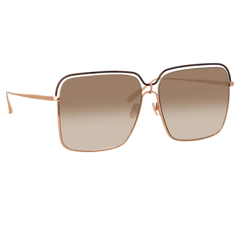 Marcia Square Sunglasses in Rose Gold sold by Linda Farrow