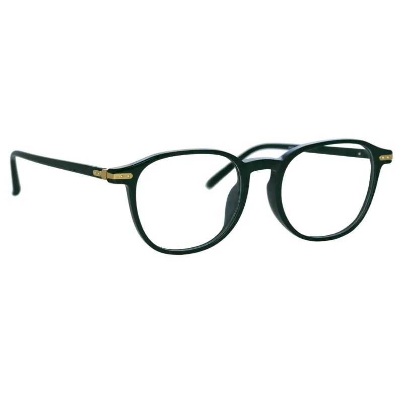 Arnold Angular Optical Frame in Green sold by Linda Farrow