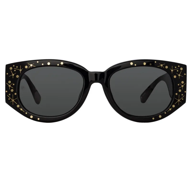 Debbie D-Frame Sunglasses in Sparkled Black sold by Linda Farrow