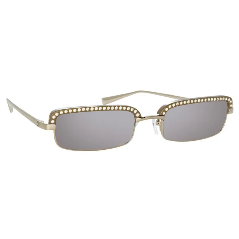 The Attico Dana Rectangular Sunglasses in Silver sold by Linda Farrow
