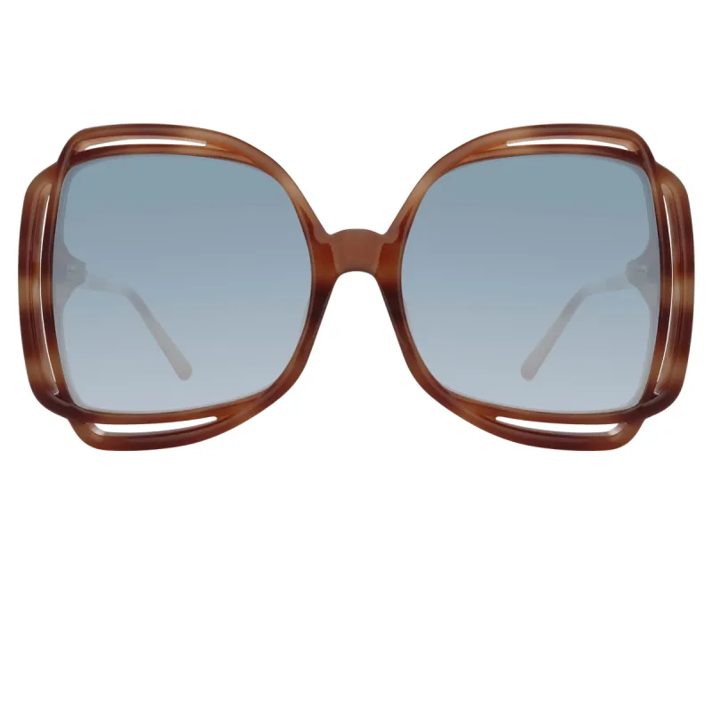 Valentina Squared Sunglasses in Horn sold by Linda Farrow
