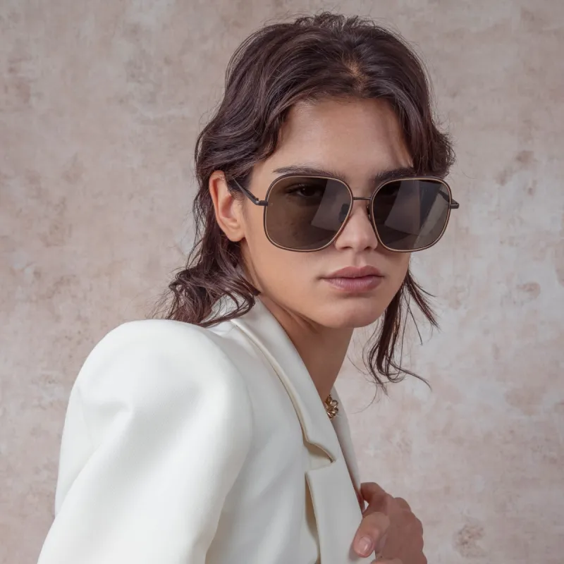 Juliana Oversized Sunglasses in Nickel sold by Linda Farrow