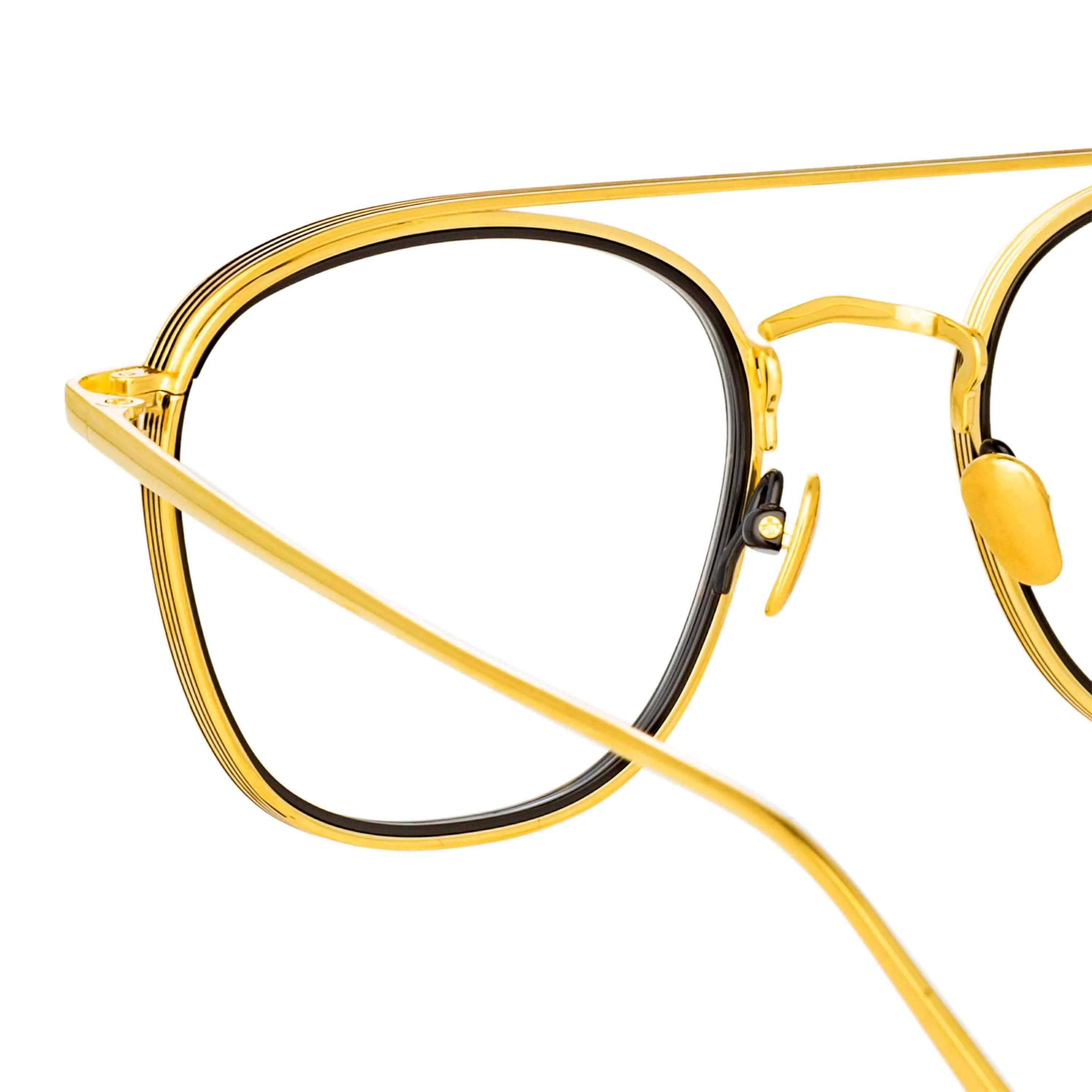 Clark Aviator Optical Frame in Yellow Gold and Black sold by Linda Farrow product image thumbnail 5