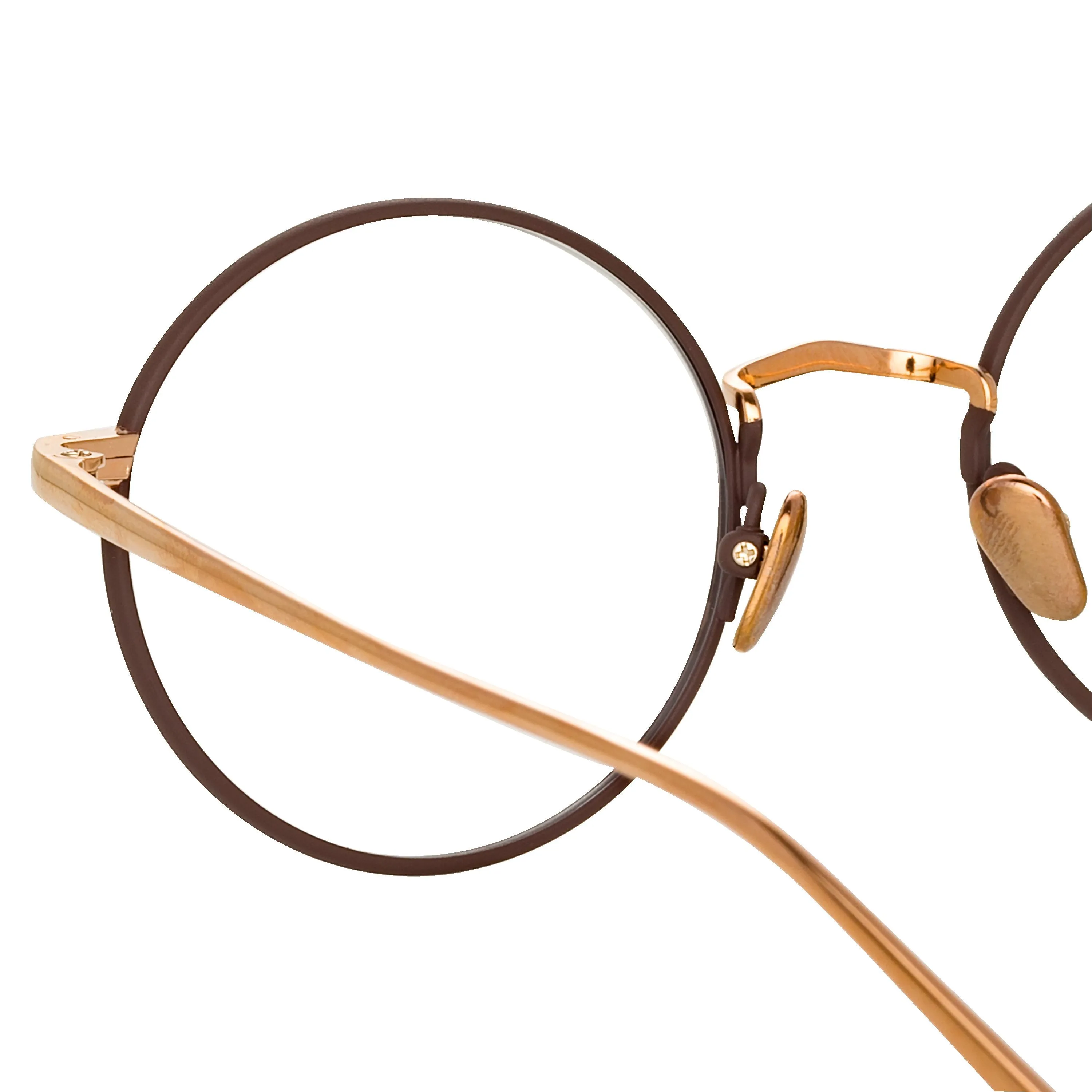 Adams Oval Optical Frame in Brown and Rose Gold sold by Linda Farrow product image thumbnail 4
