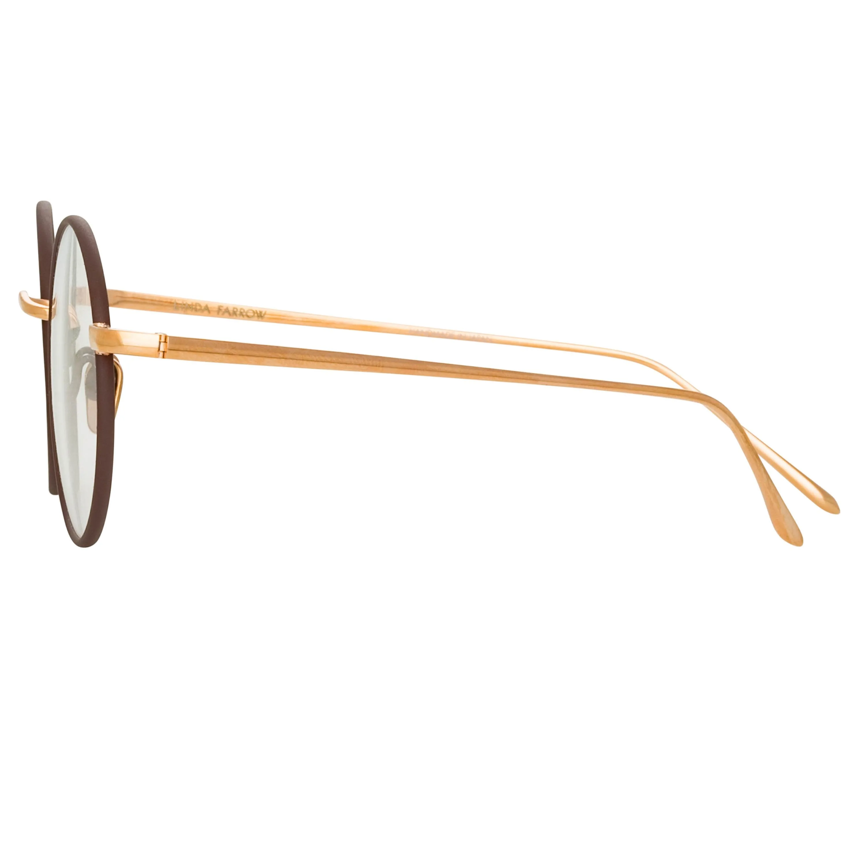 Adams Oval Optical Frame in Brown and Rose Gold sold by Linda Farrow product image thumbnail 3