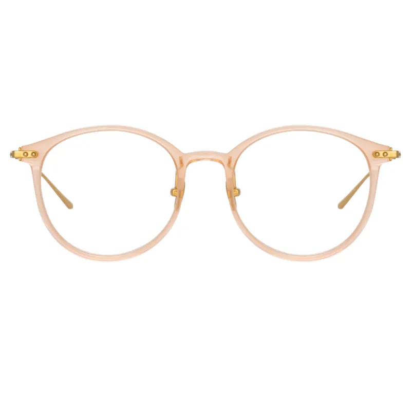Gray Oval Optical Frame in Peach sold by Linda Farrow