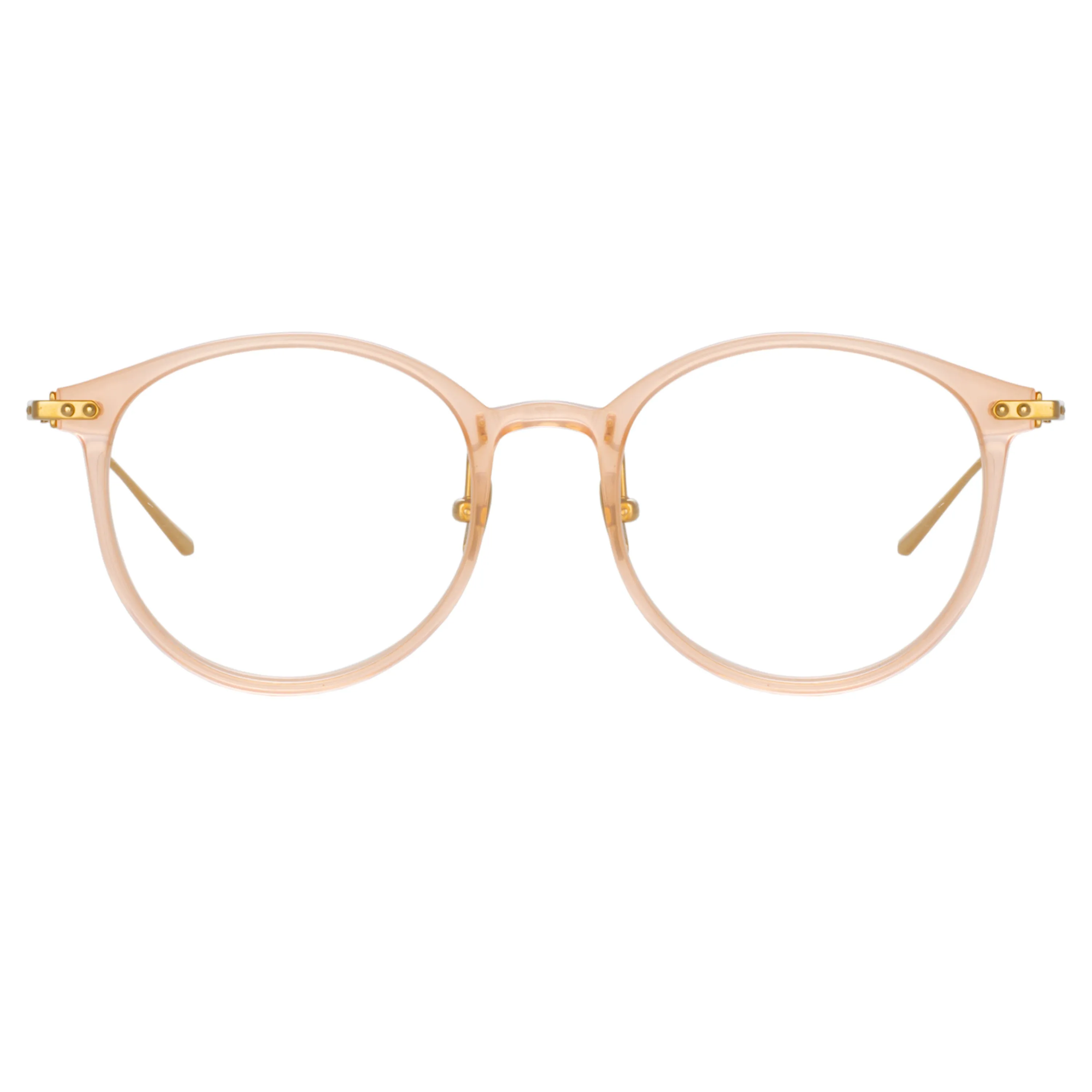 Gray Oval Optical Frame in Peach sold by Linda Farrow