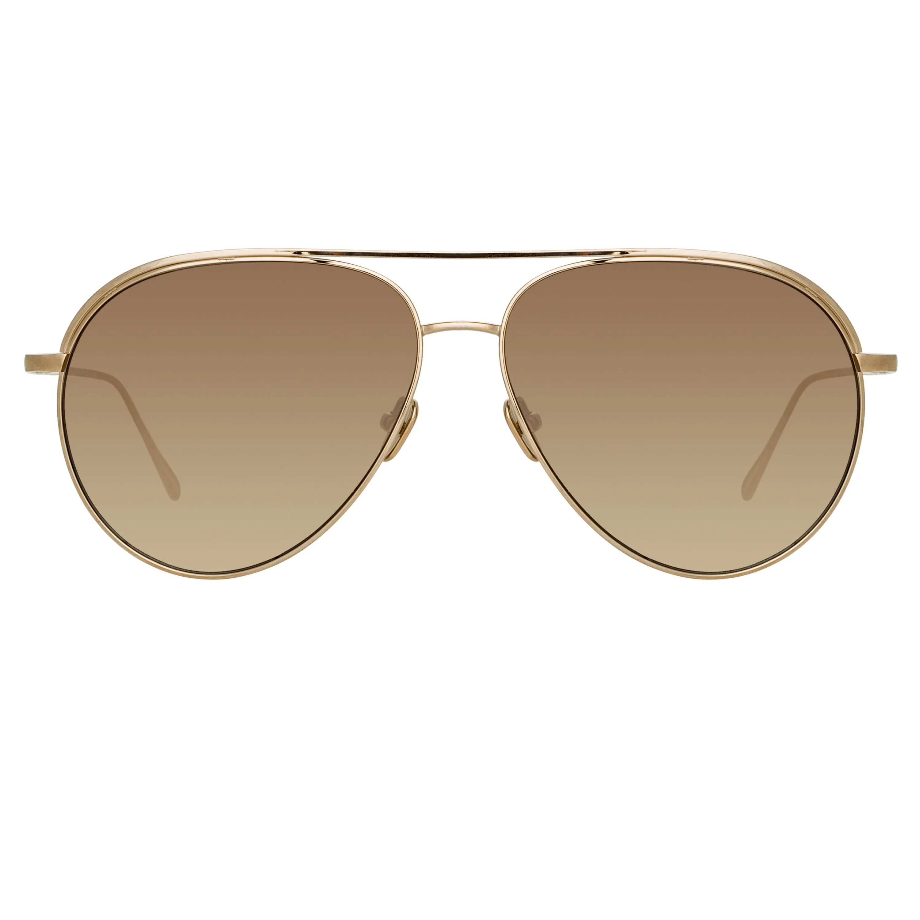 Roberts Aviator Sunglasses in Light Gold and Mocha sold by Linda Farrow
