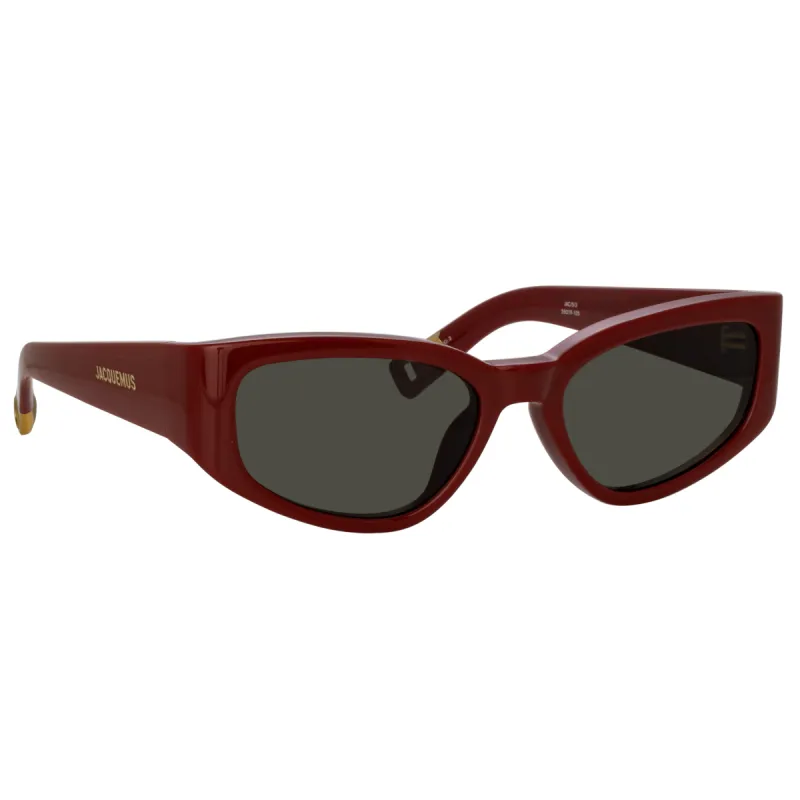 Gala Cat Eye Sunglasses in Burgundy by Jacquemus sold by Linda Farrow
