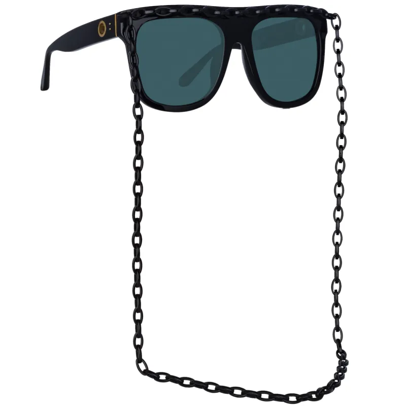 Dakota Flat Top Sunglasses in Black sold by Linda Farrow