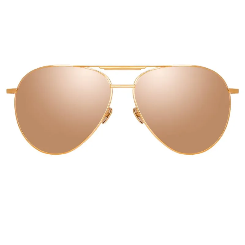 Carter Aviator Sunglasses in Rose Gold sold by Linda Farrow