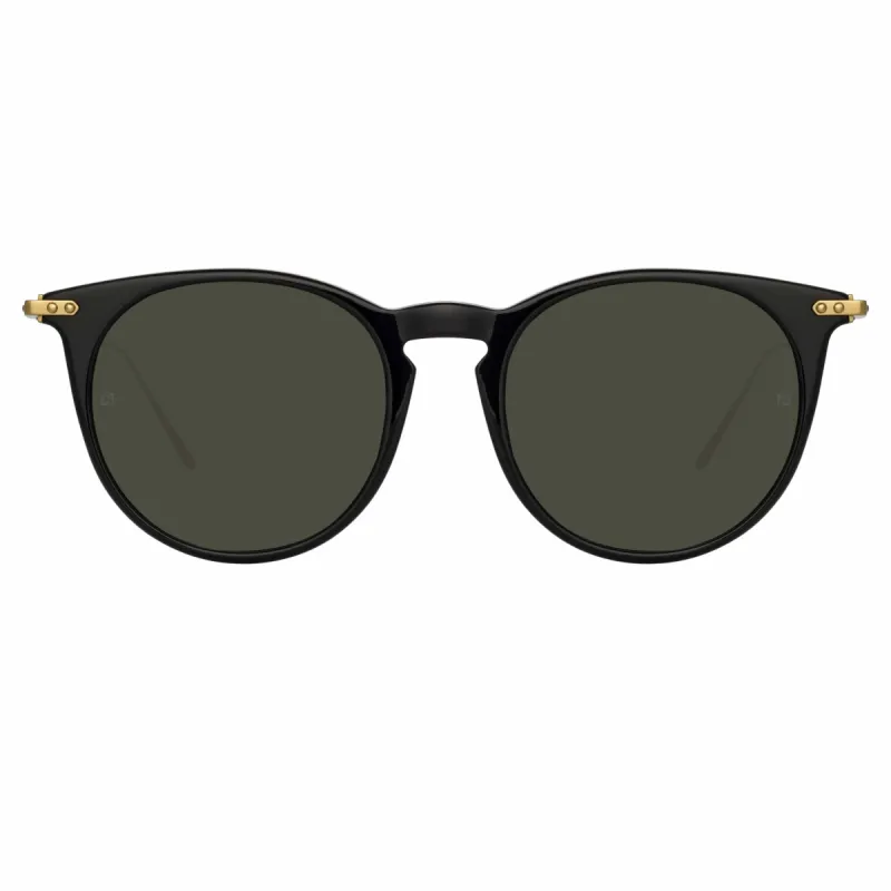 Ellis A Oval Sunglasses in Black sold by Linda Farrow
