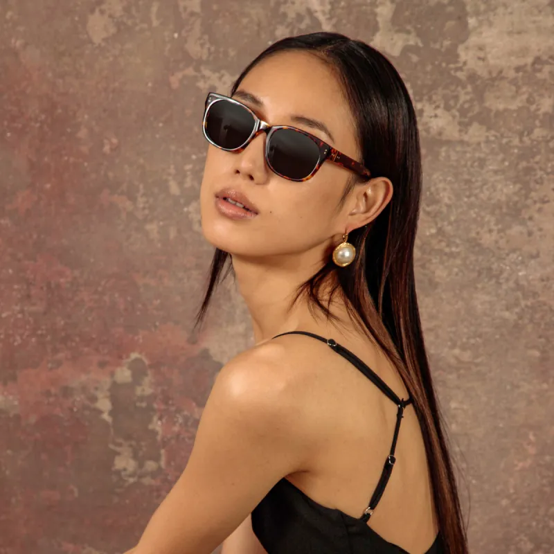 Cedric Rectangular Sunglasses in Tortoiseshell sold by Linda Farrow