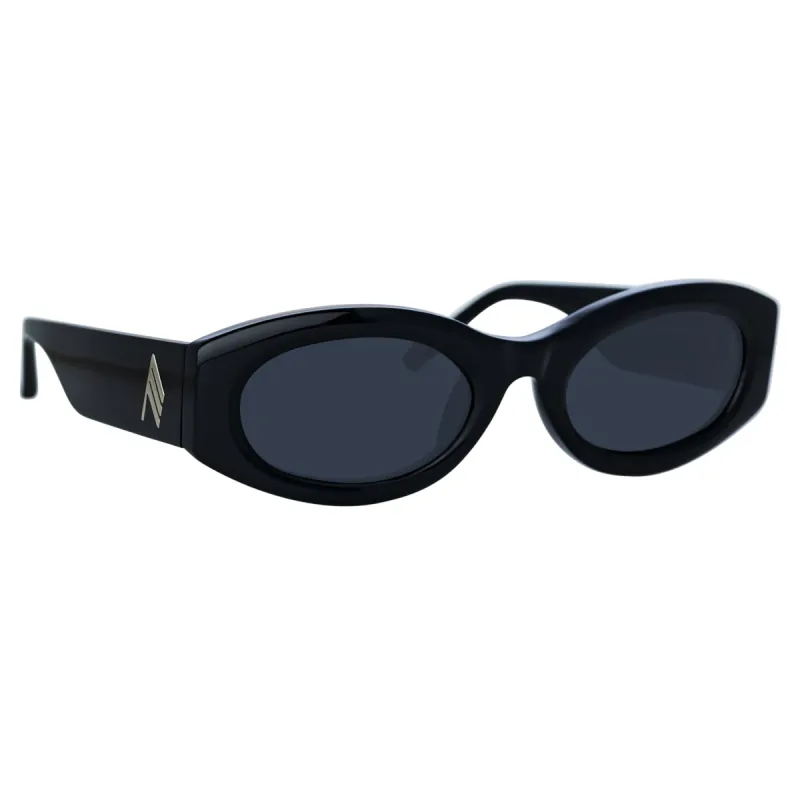 The Attico Berta Oval Sunglasses in Black sold by Linda Farrow