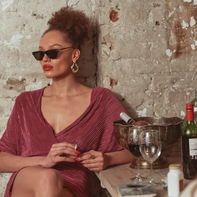 Mae A Cat Eye Sunglasses in Black sold by Linda Farrow