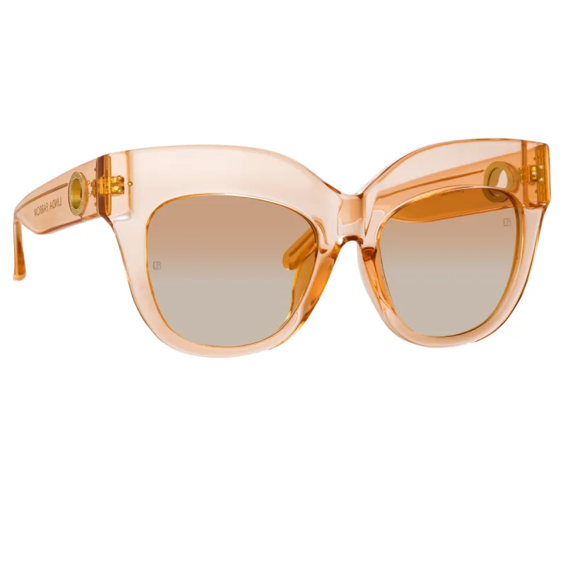 Dunaway Oversized Sunglasses in Peach sold by Linda Farrow