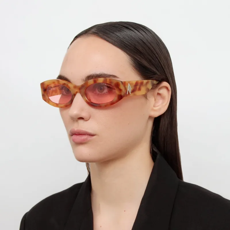 The Attico Berta Oval Sunglasses in Tortoiseshell and Pink sold by Linda Farrow