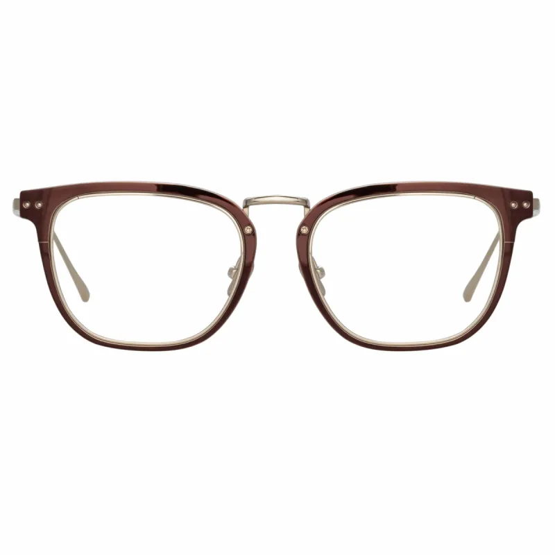 Carson Optical D-Frame in Light Gold and Brown sold by Linda Farrow