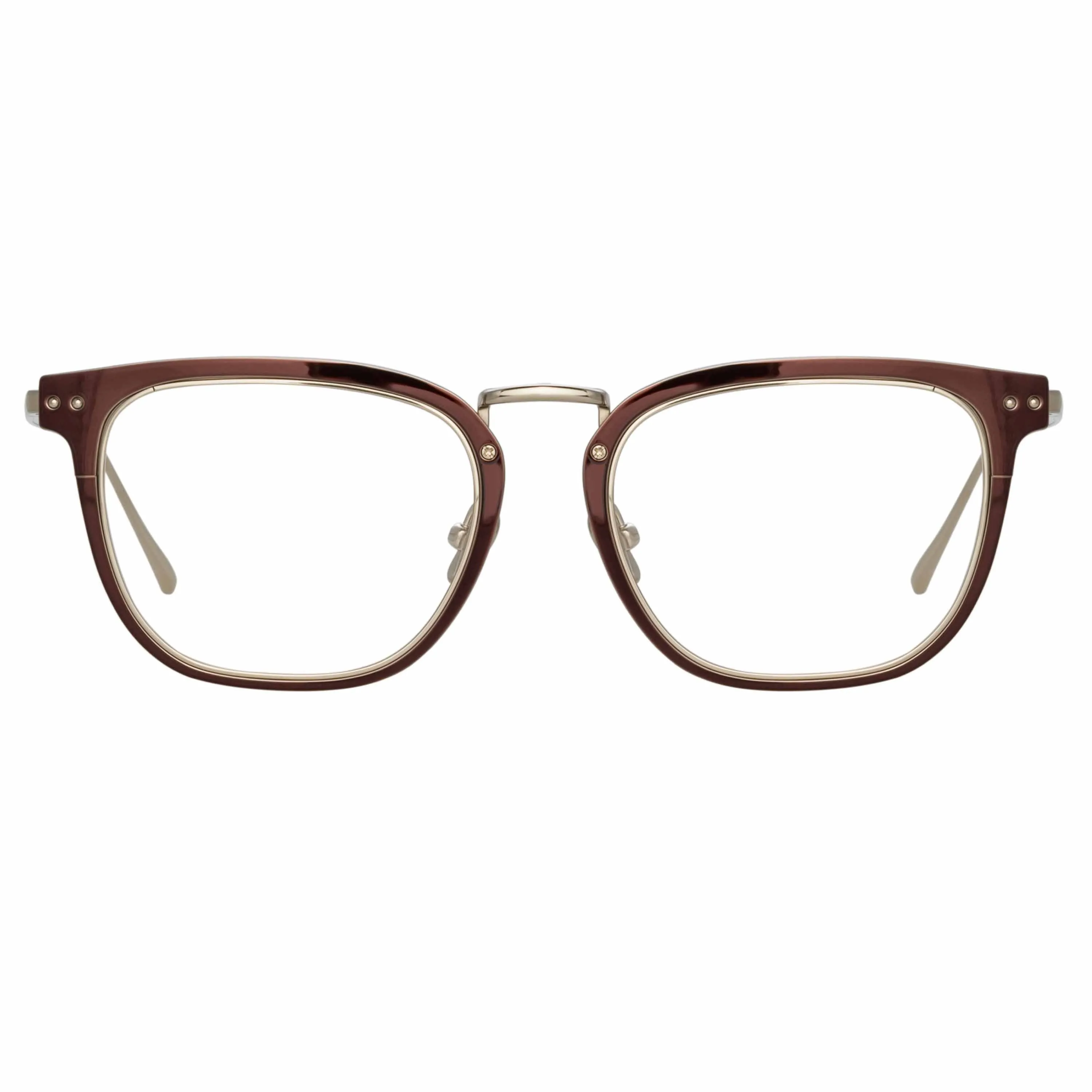 Carson Optical D-Frame in Light Gold and Brown sold by Linda Farrow