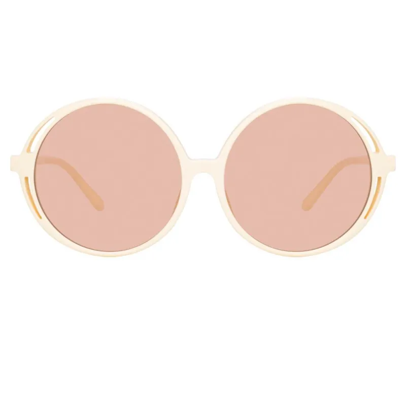 Bianca Round Sunglasses in White sold by Linda Farrow