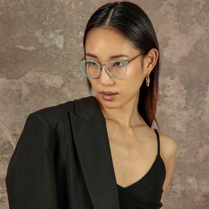 Calthorpe Oval Optical Frame in Steel sold by Linda Farrow