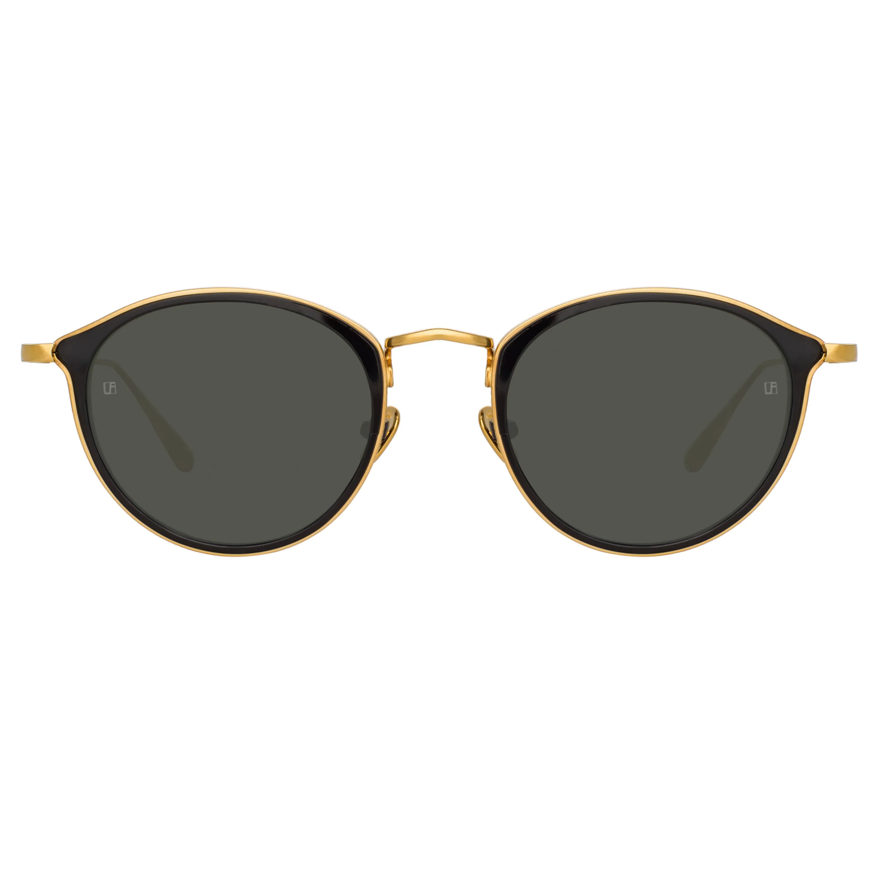 Luis Oval Sunglasses in Yellow Gold and Black sold by Linda Farrow product image thumbnail 2