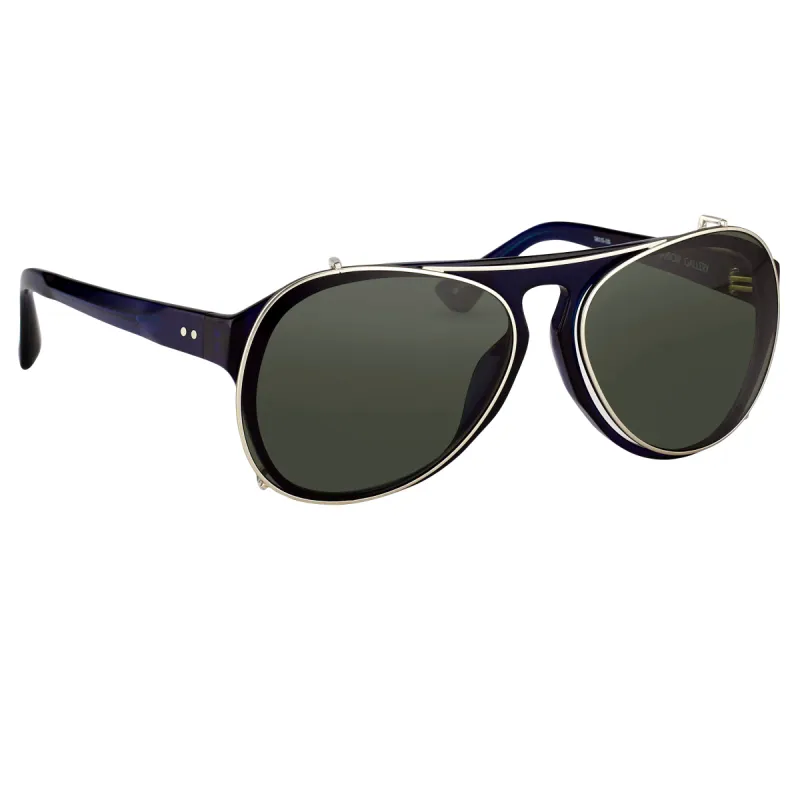 Dries Van Noten Aviator Sunglasses in Blue sold by Linda Farrow
