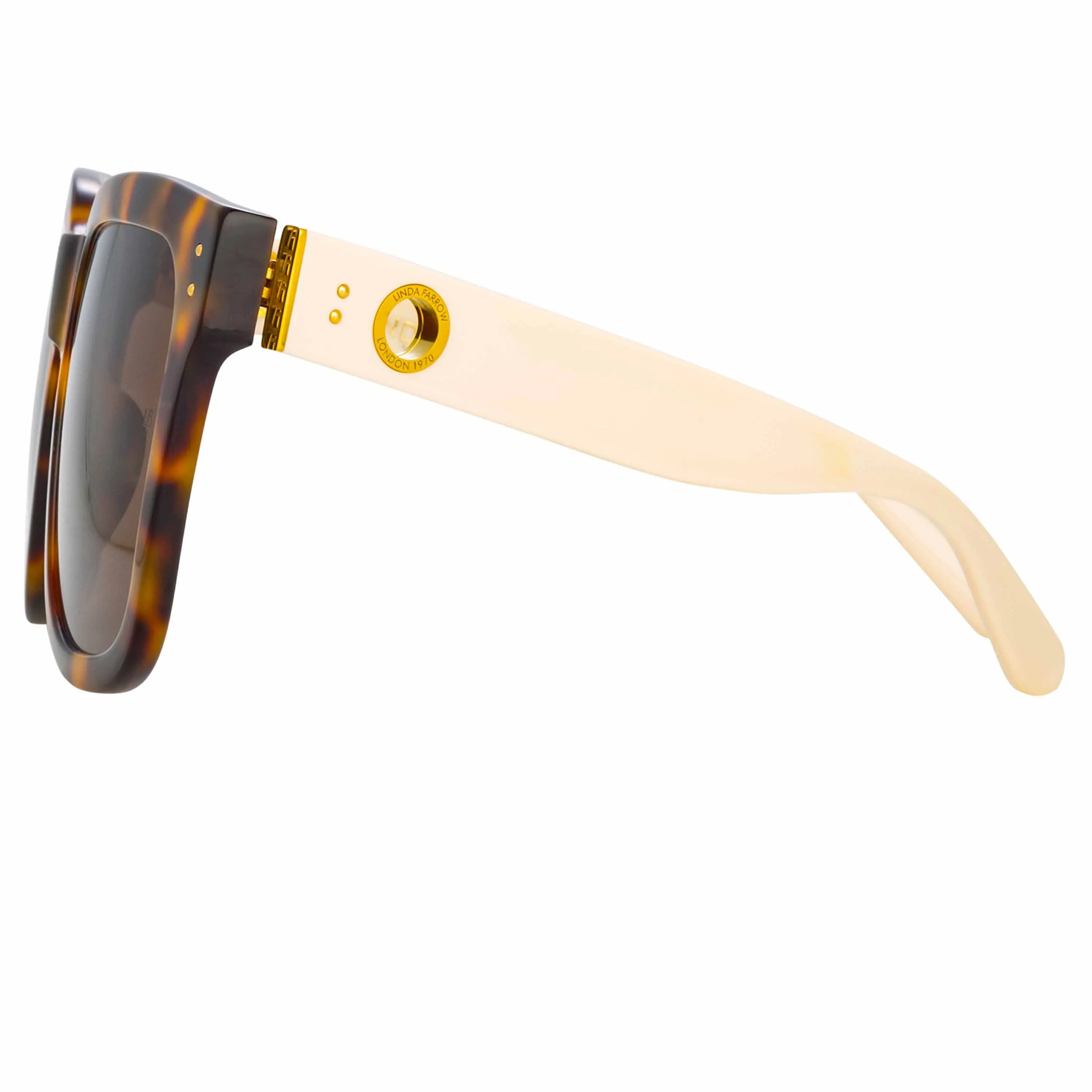 Freya Square Sunglasses in Tortoiseshell and Cream sold by Linda Farrow product image thumbnail 3