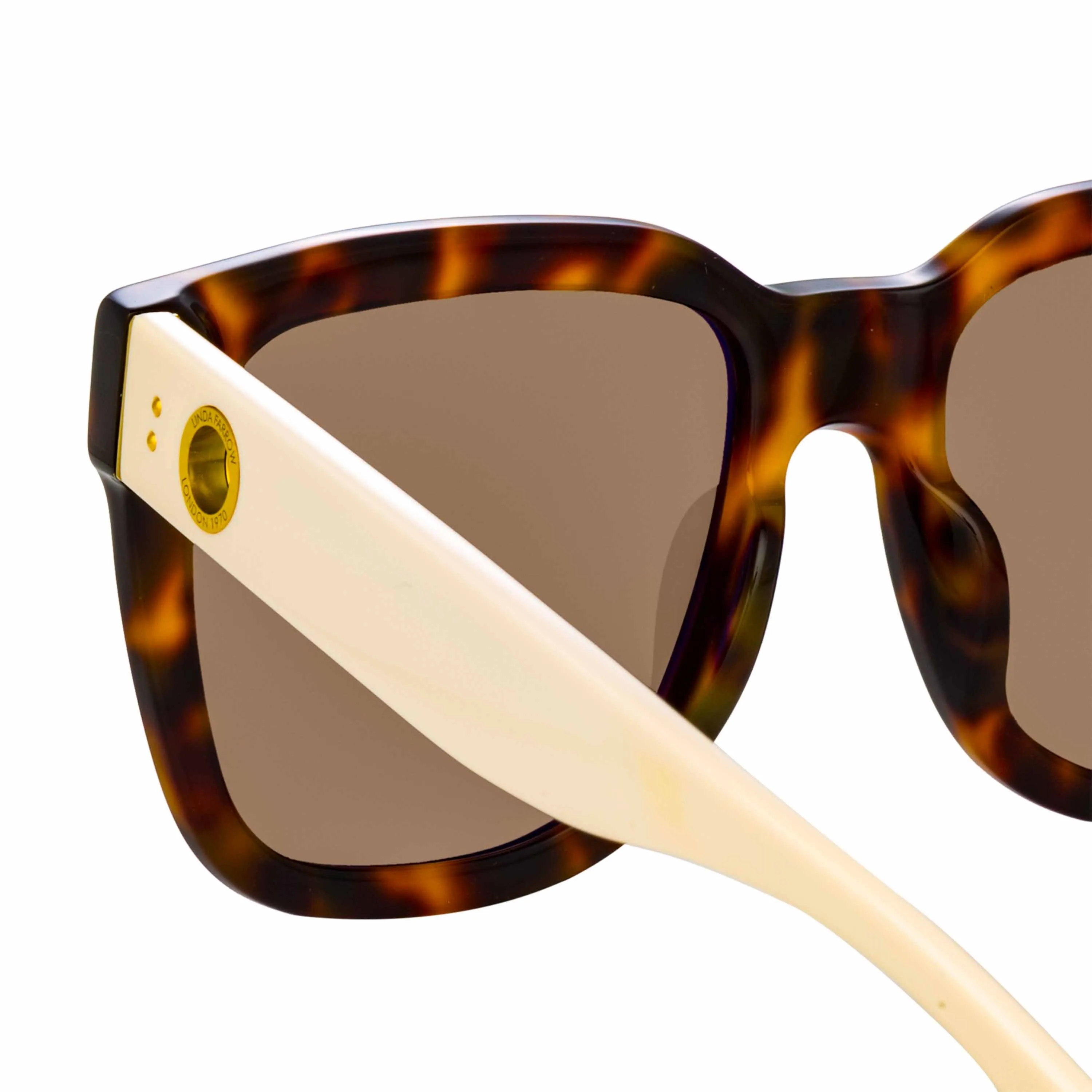 Freya Square Sunglasses in Tortoiseshell and Cream sold by Linda Farrow product image thumbnail 4