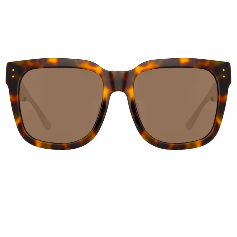 Freya Square Sunglasses in Tortoiseshell and Cream made by Linda Farrow